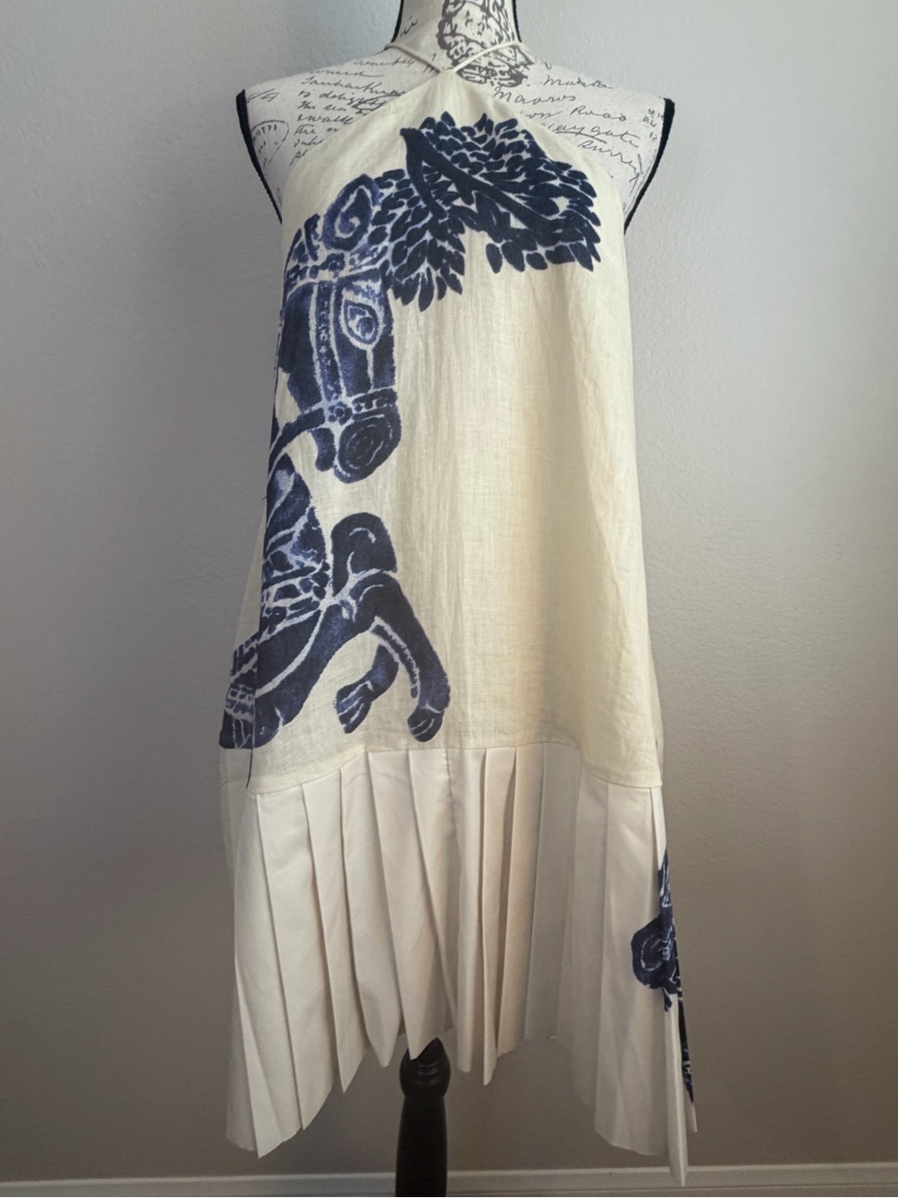 ALÉMAIS Rider Pleat Hem Mini Dress | Linen | Sz US 8 | Equestrian Coastal | NWT - Picture 3 of 11